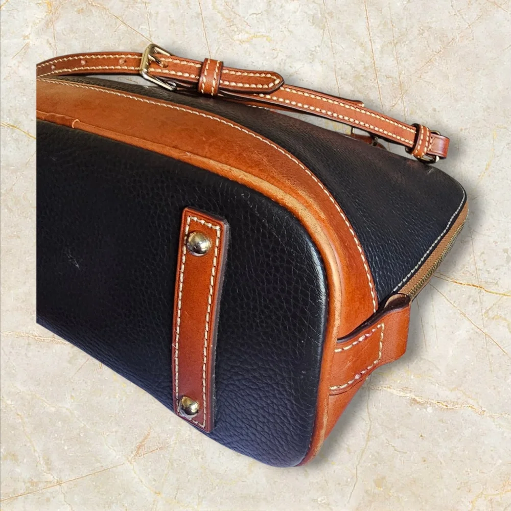 Dooney & Bourke Black and Brown Leather Satchel